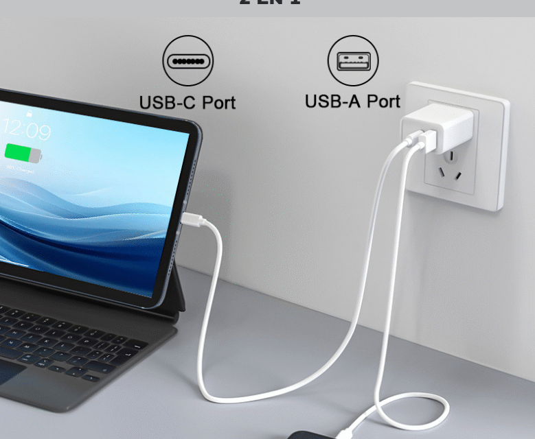 Cubo adaptador (20w) 2 en 1 - Salidas USB y Tipo C