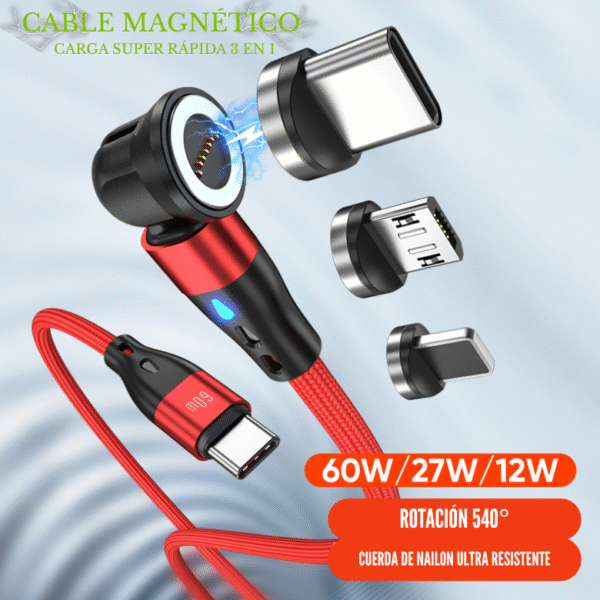 2 Cable Magnético de Carga Super Rápida 3 en 1
