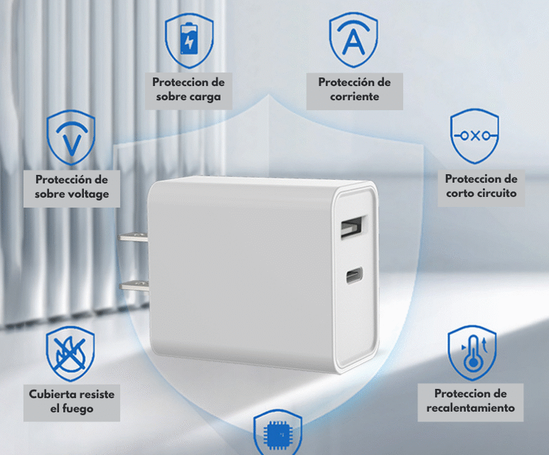 Cubo adaptador (20w) 2 en 1 - Salidas USB y Tipo C