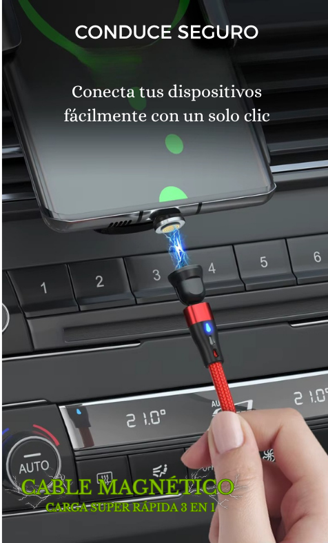 3 Cable Magnético de Carga Super Rápida 3 en 1