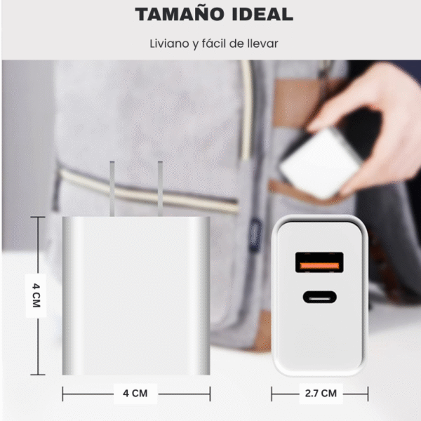 3 Cubo adaptador (20w) 2 en 1 - Salidas USB y Tipo C