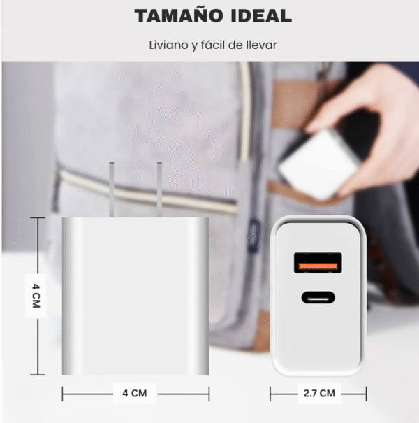 3 Cubo adaptador (20w) 2 en 1 - Salidas USB y Tipo C