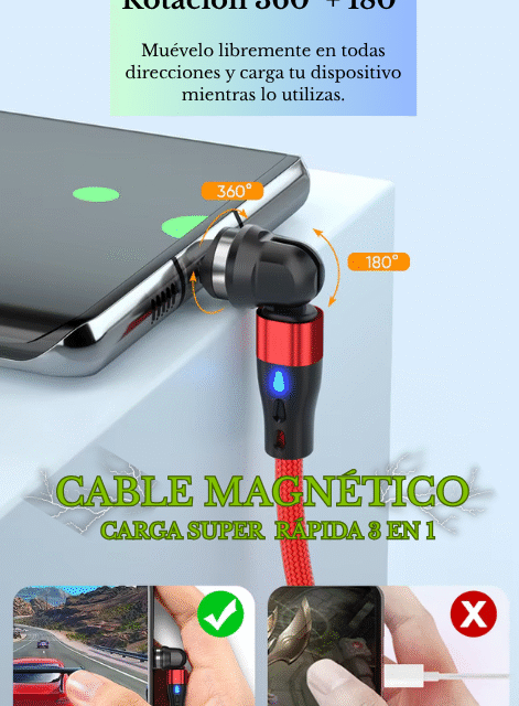 Cable Magnético de Carga Super Rápida 3 en 1