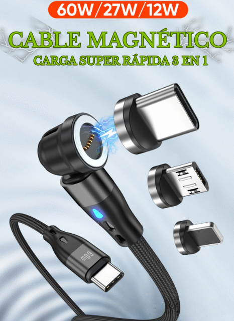 Cable Magnético de Carga Super Rápida 3 en 1