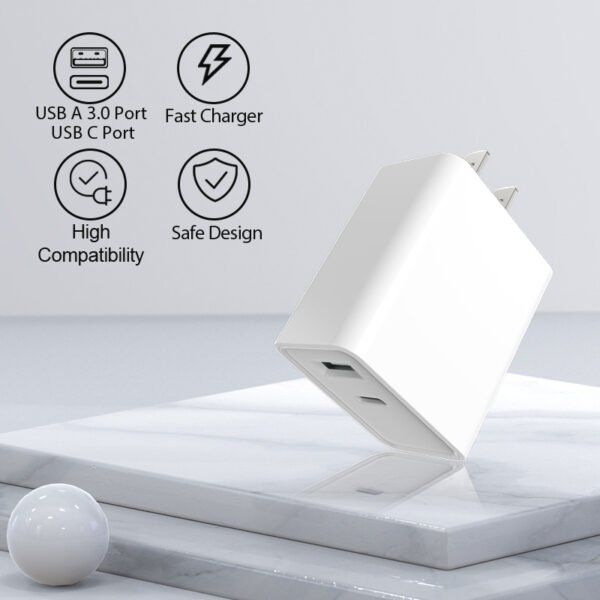 H7e03fd4ee92b48d782bd9ff88d222ba84 Cubo adaptador (20w) 2 en 1 - Salidas USB y Tipo C