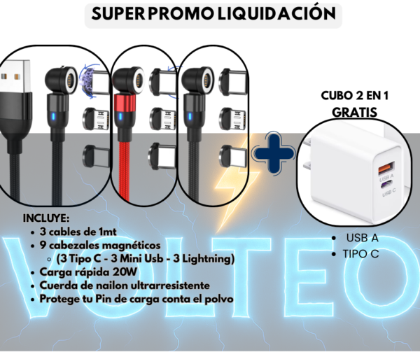Pack cable magnetico + cubo Promo Liquidación Cable Magnético 3 en 1