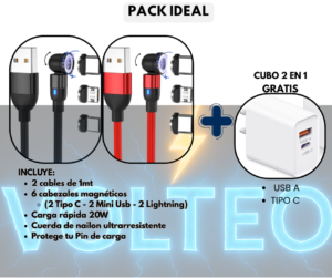 Promo pack Cable Magnético 3 en 1 - Vólteo