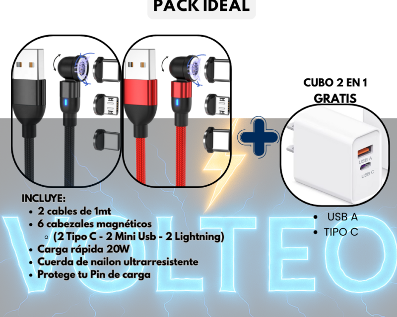 Promo pack Cable Magnético 3 en 1 - Vólteo