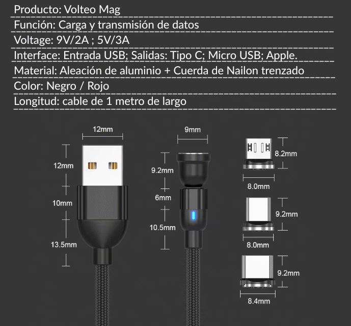 Promo pack Cable Magnético 3 en 1 - Vólteo