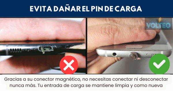 evita dañara el pin de carga - Volteo Mag Promo pack Cable Magnético 3 en 1 - Vólteo